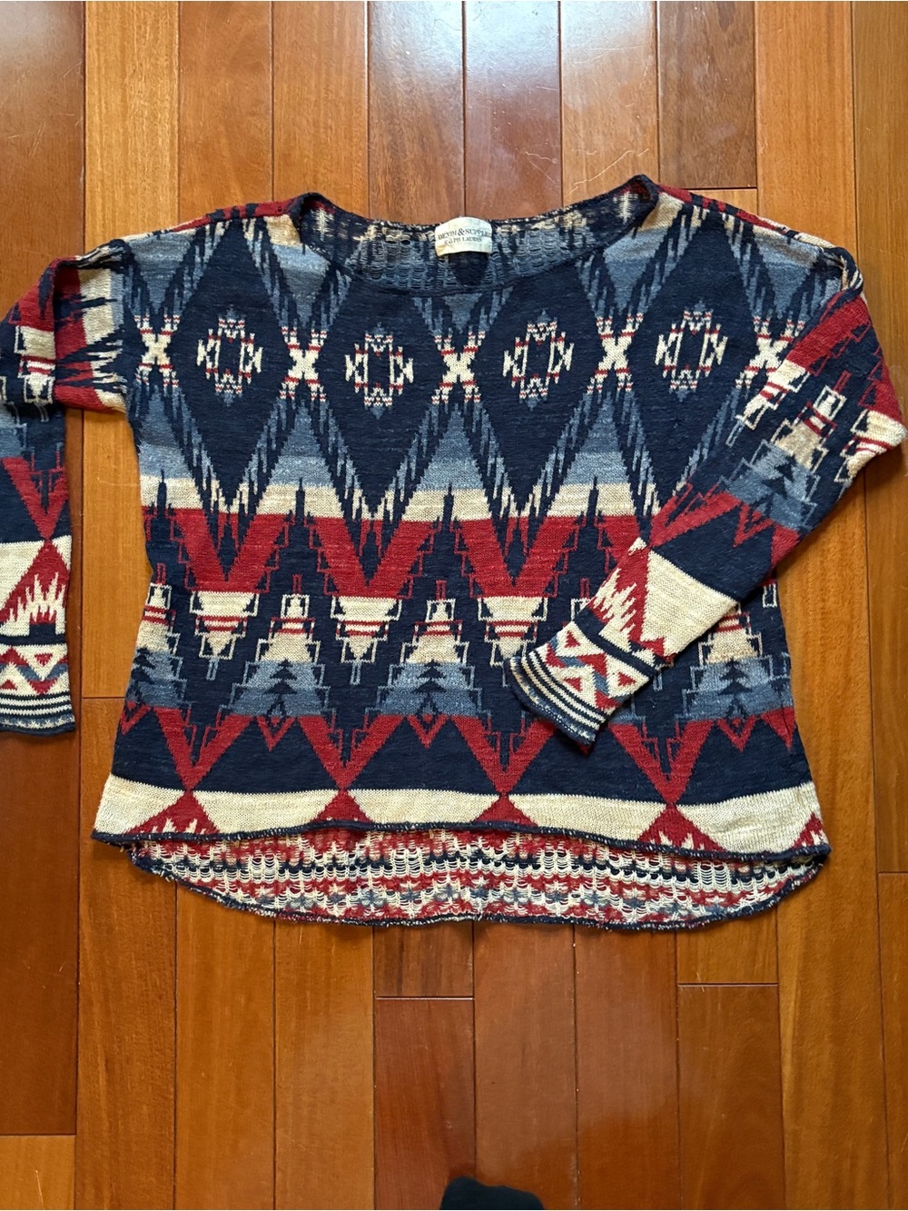 Ralph Lauren Denim & Supply Aztec Southwestern Geometric Knit Long Sleeve Top